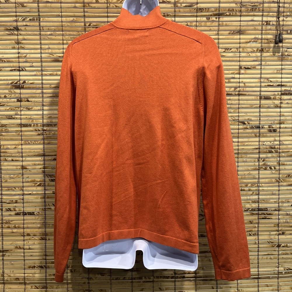 Banana Republic Sweater Mens L Burnt Orange Silk Blend Quarter Zip Mock Neck - Picture 2 of 7